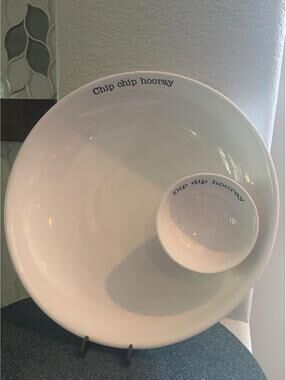 Mud Pie CHIP CHIP HOORAY - DIP DIP HOORAY 14” Large Round Bowl Serving Platter